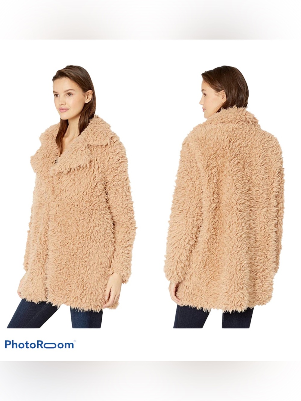 Romeo & Juliet Couture Plush Teddy Jacket Sweater Coat - Camel Tan
